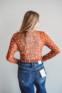 Amber Bloom Sheer Top