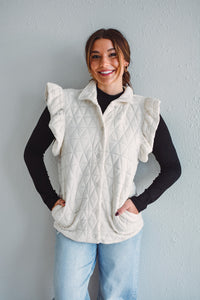 Oatmeal Ruffle Sleeve Vest