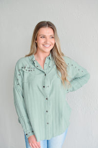 Studded Sage Top