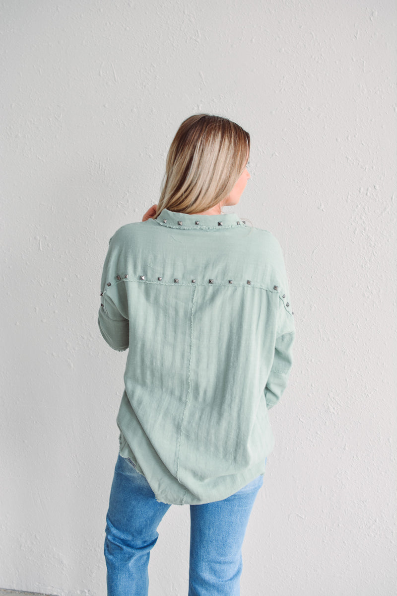 Studded Sage Top