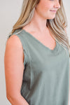 Simple Frayed Tank Olive