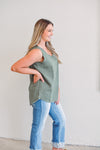 Simple Frayed Tank Olive