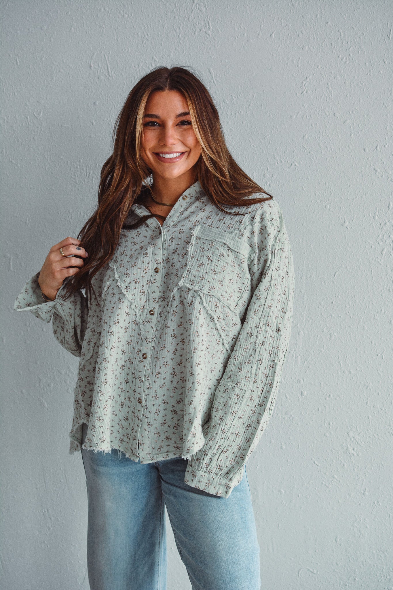 Greta Gauze Sage Top Greta Gauze Sage Top