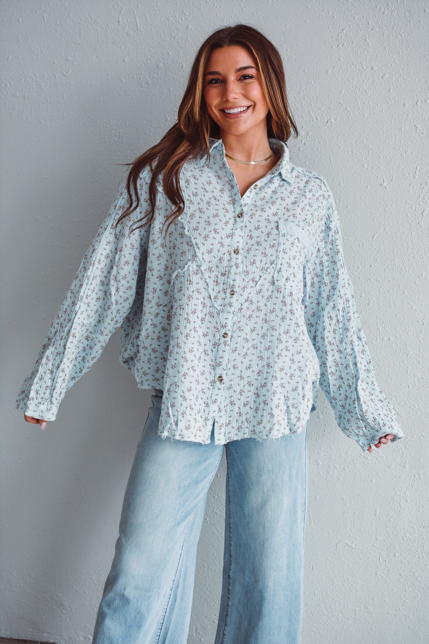 Greta Gauze Blue Top Greta Gauze Blue Top