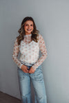 Pink Floral Mesh Top