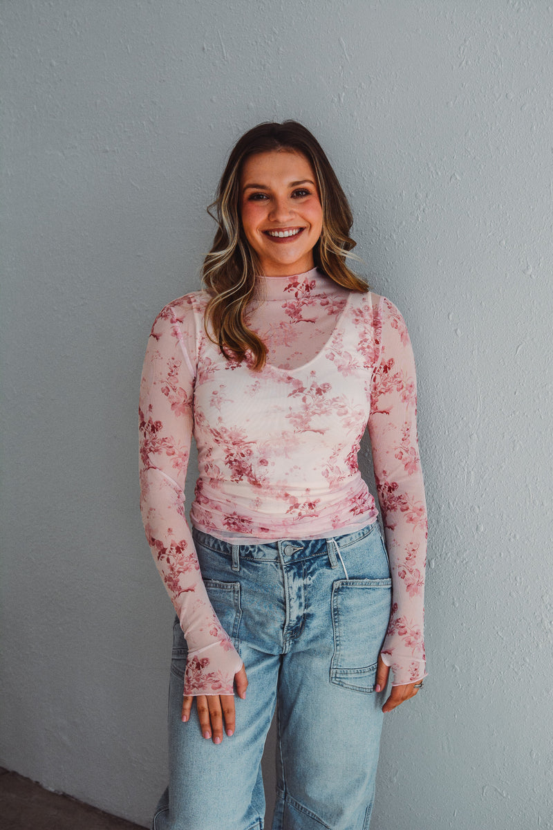 Sheer Pink Floral Top
