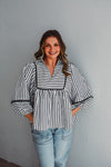 Santorini Stripe Navy Top