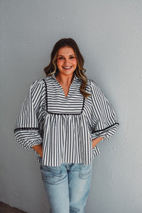 Santorini Stripe Navy Top