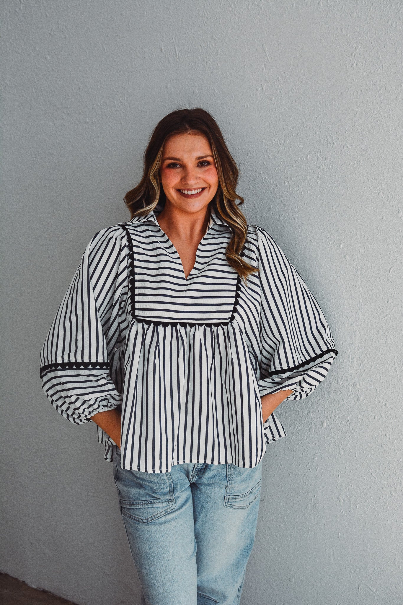 Santorini Stripe Navy Top