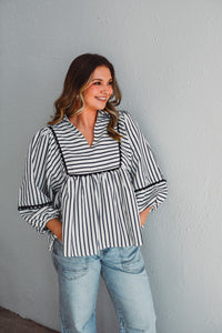 Santorini Stripe Navy Top