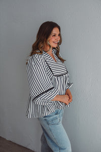 Santorini Stripe Navy Top