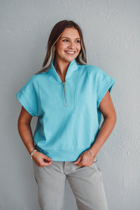 Tammy Aqua Half Zip
