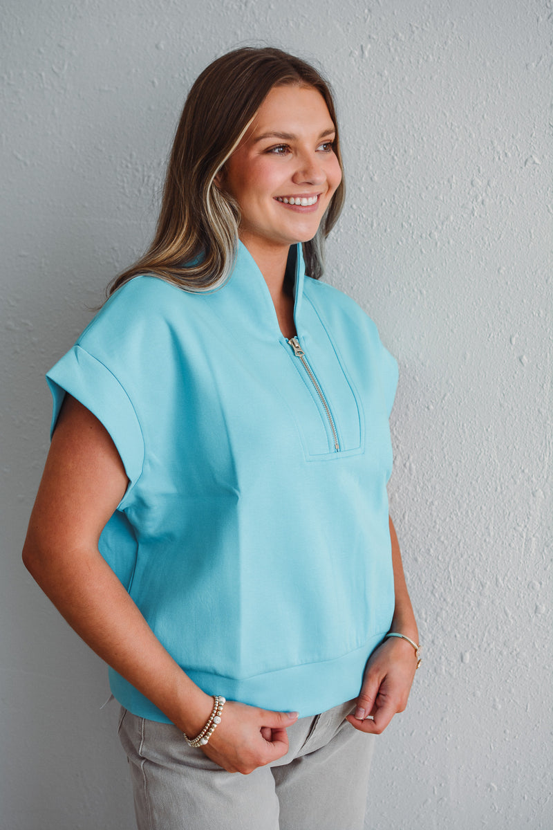 Tammy Aqua Half Zip