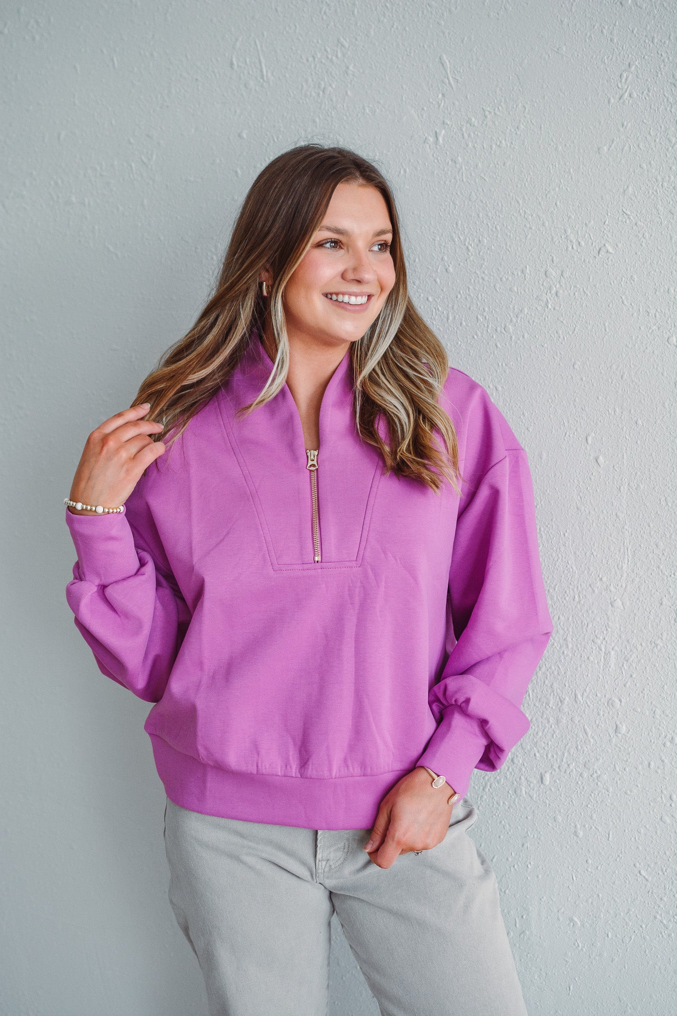 Jemma Magenta Half Zip