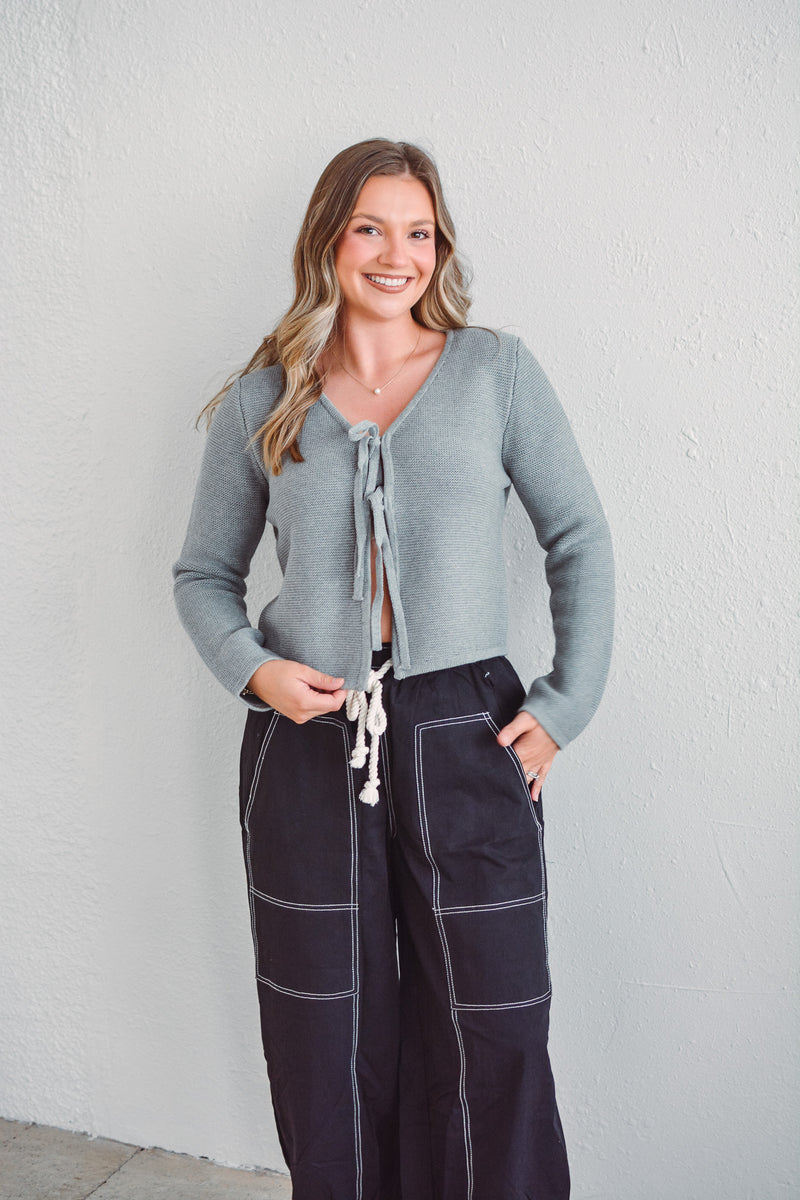 Tiera Grey Tie Cardi