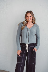 Tiera Grey Tie Cardi