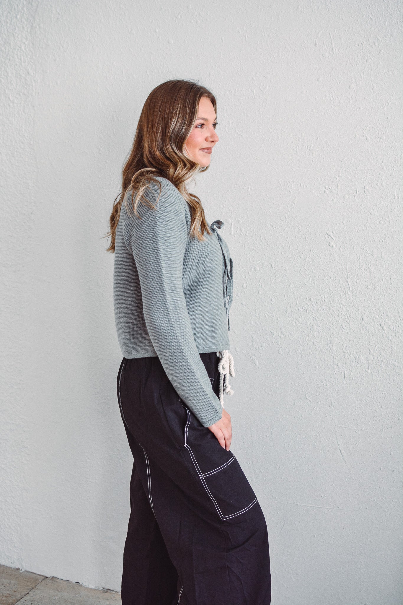 Tiera Grey Tie Cardi