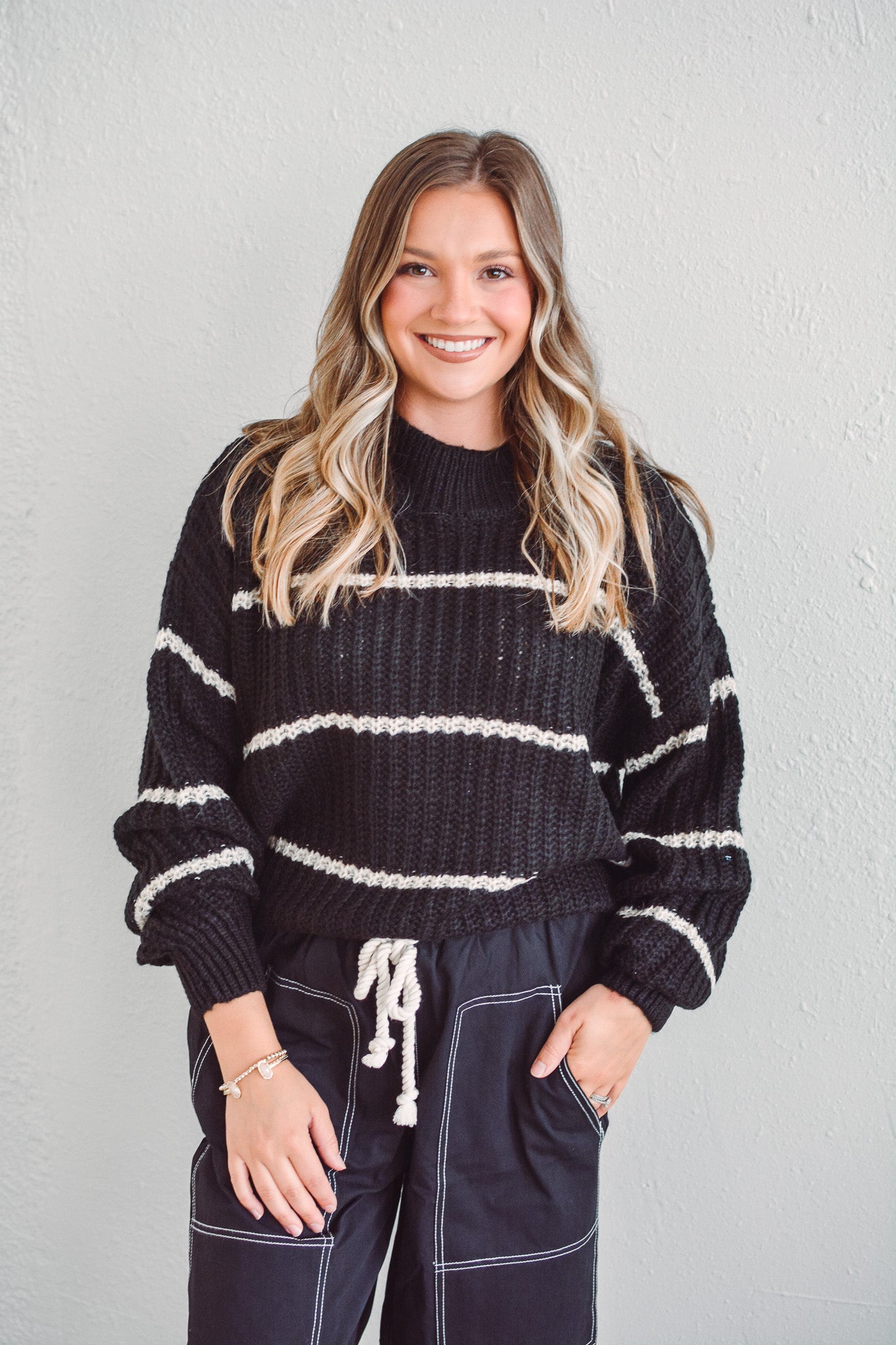 Stella Black Striped Sweater