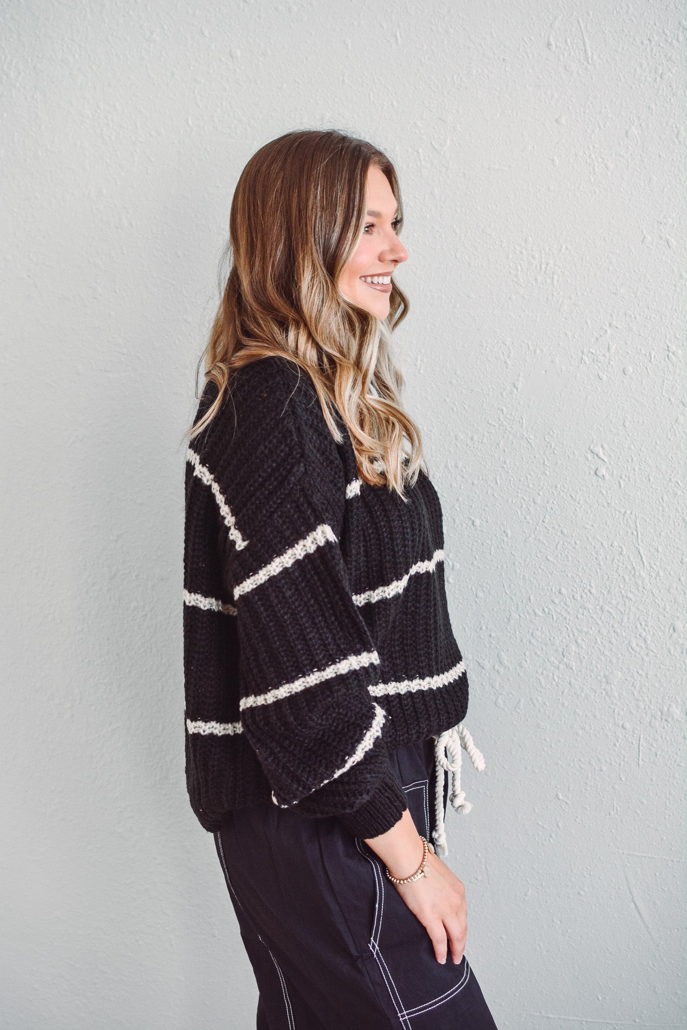 Stella Black Striped Sweater