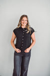 Piper Black Vest Cardigan