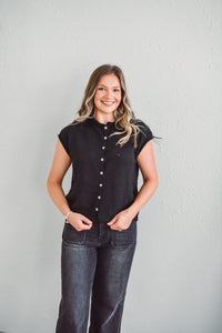 Piper Black Vest Cardigan