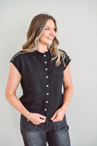 Piper Black Vest Cardigan