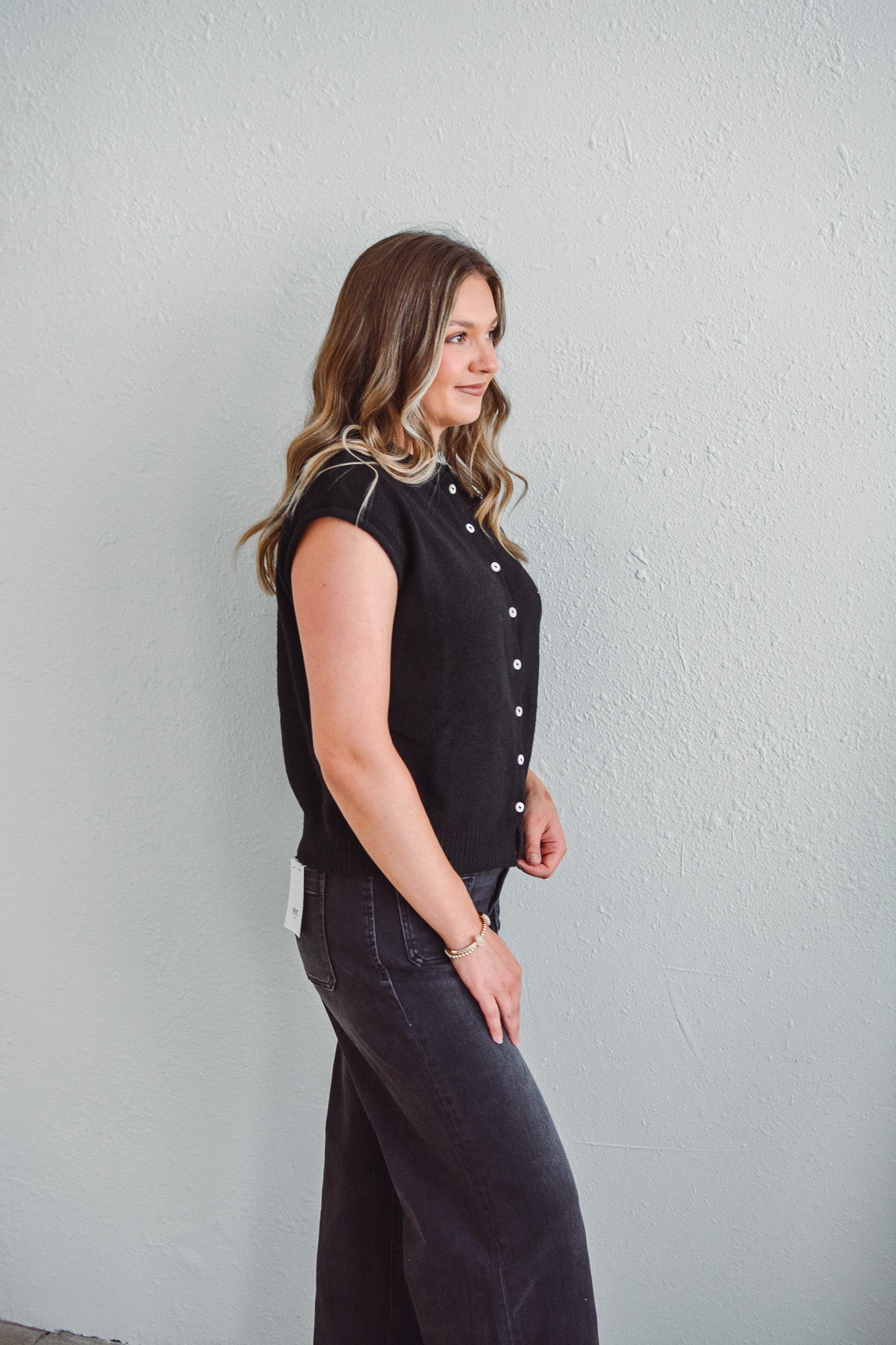 Piper Black Vest Cardigan