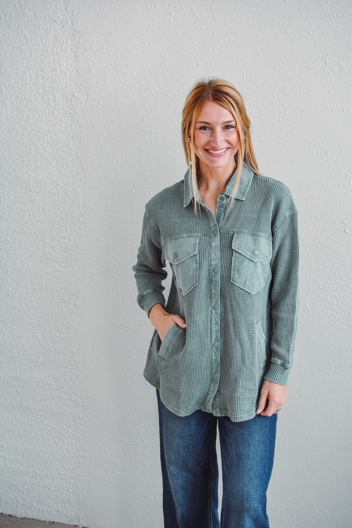 Silky Pine Waffle Jacket