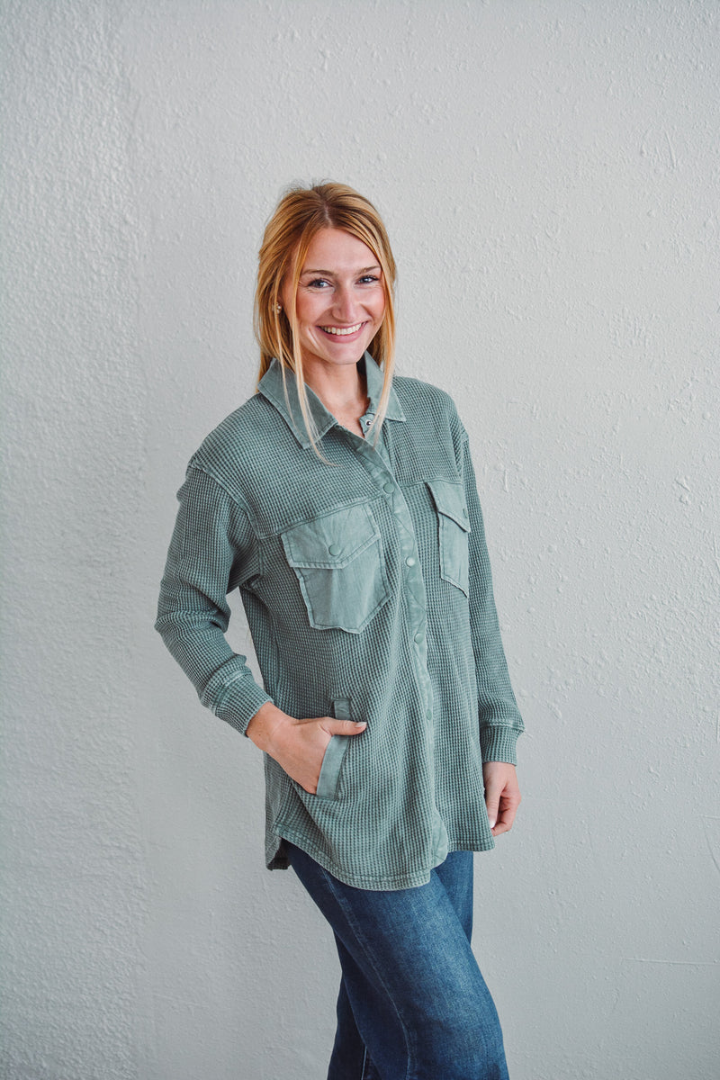 Silky Pine Waffle Jacket