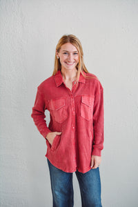Garnet Red Waffle Jacket