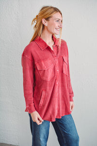 Garnet Red Waffle Jacket