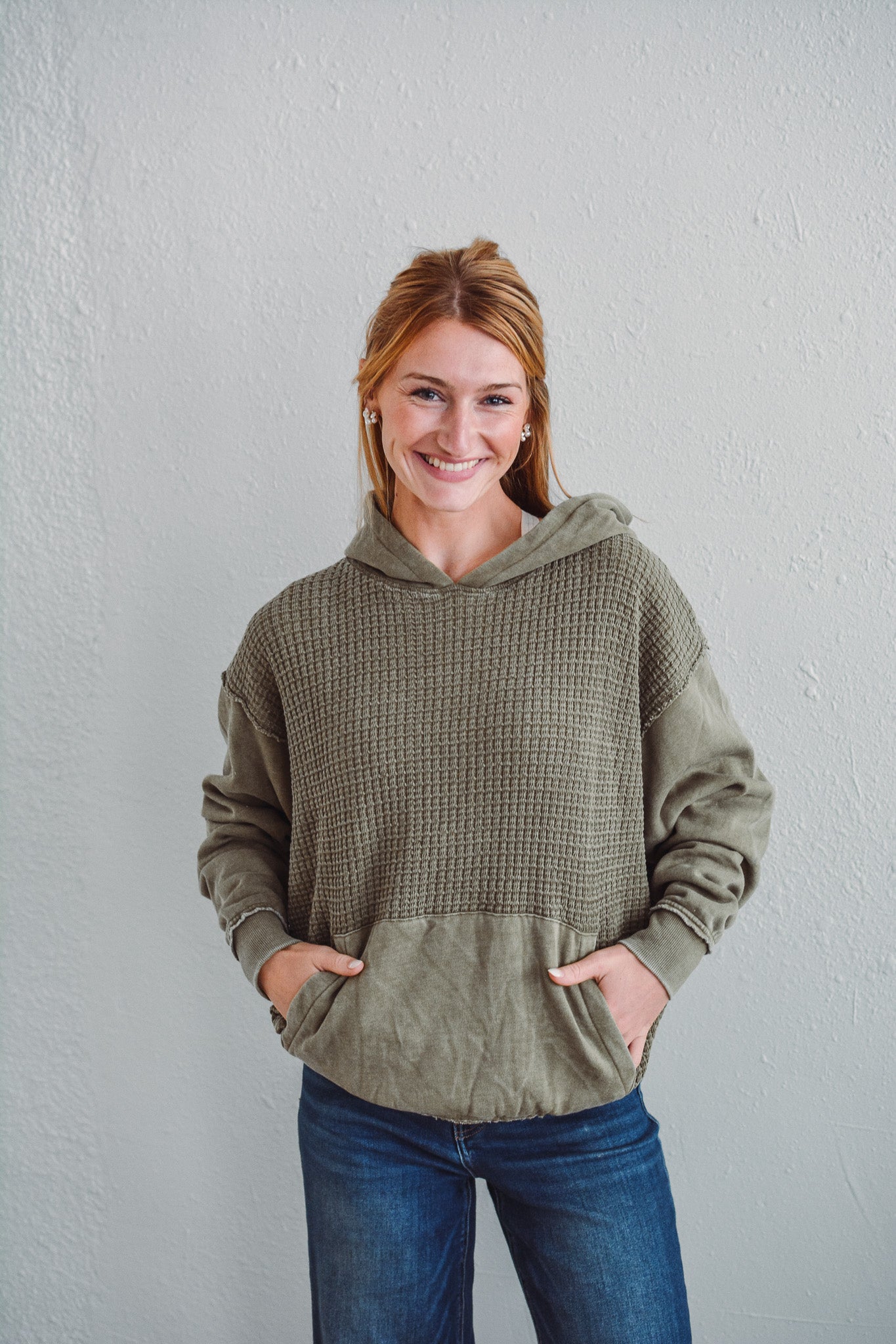 Camo Green Waffle Knit Hoodie