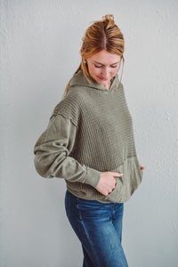 Camo Green Waffle Knit Hoodie