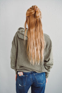 Camo Green Waffle Knit Hoodie