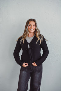 Tiera Black Tie Cardi