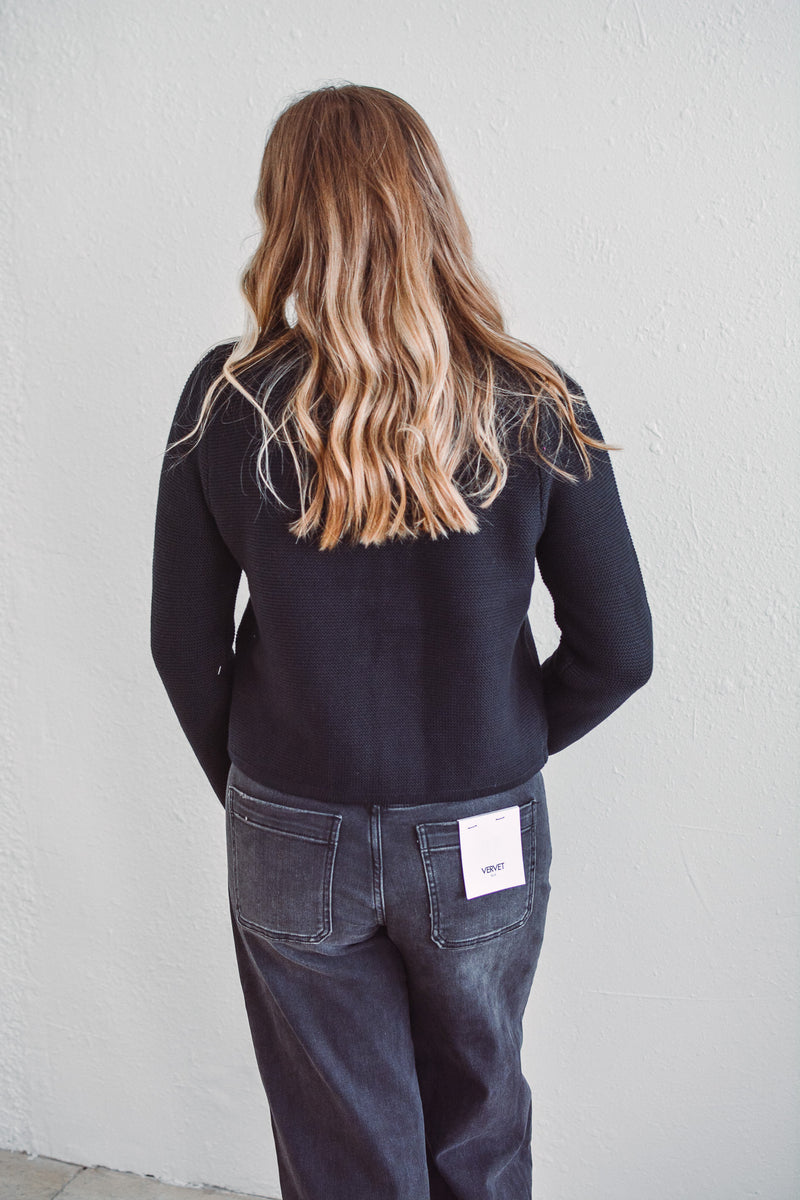 Tiera Black Tie Cardi