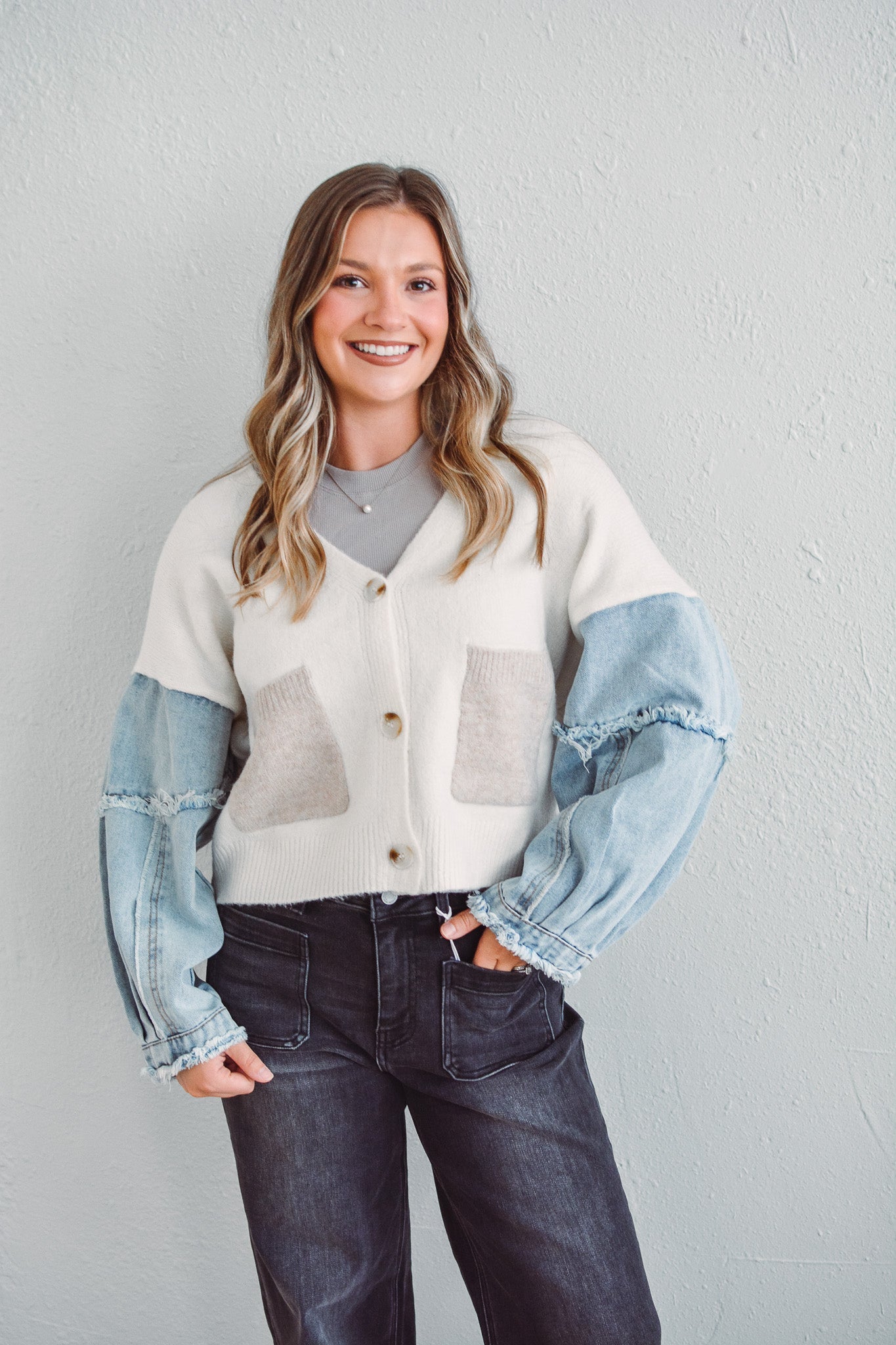 Denim Knit Cardigan