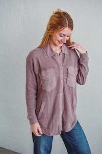Rose Taupe Waffle Jacket