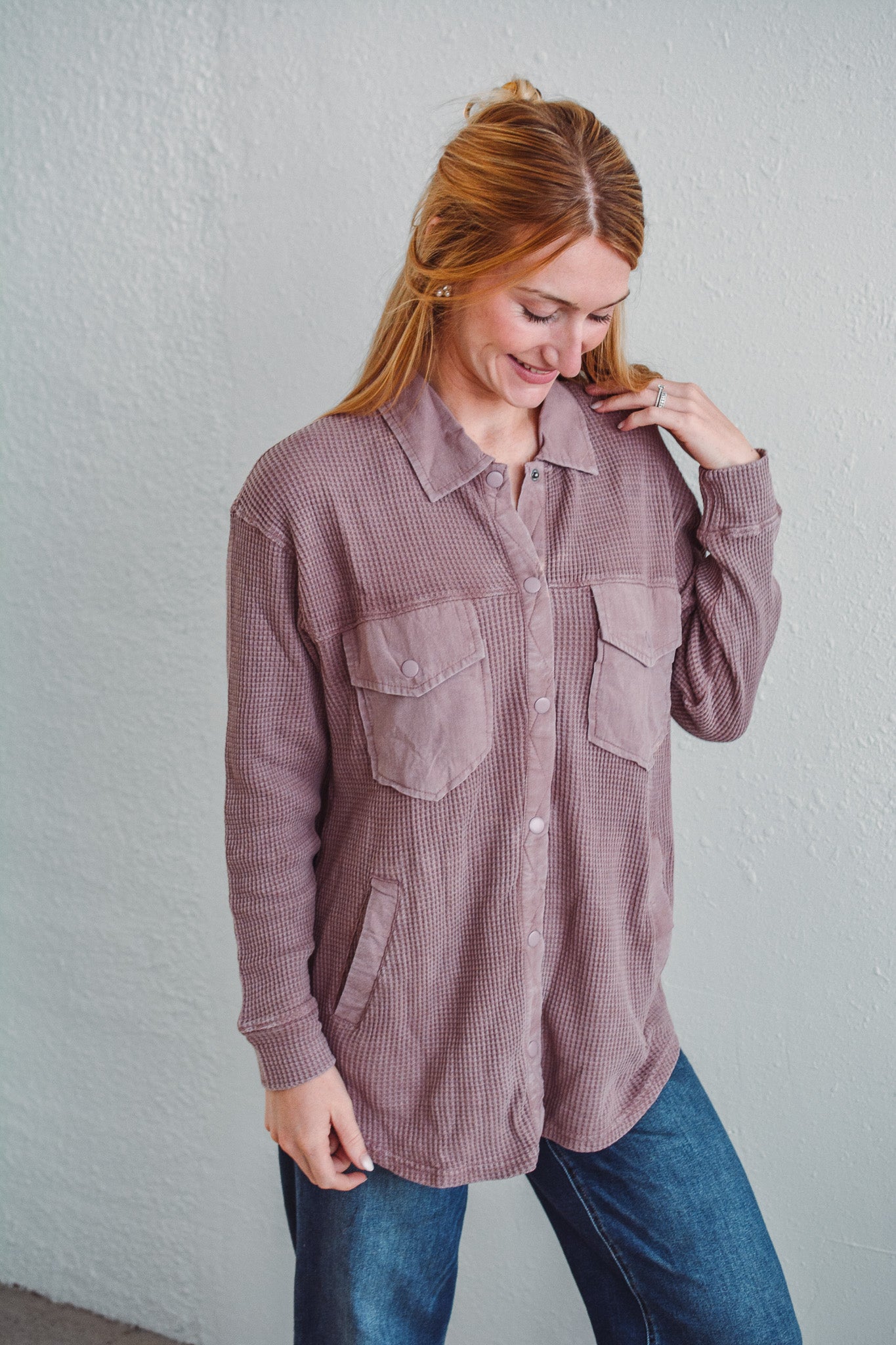 Rose Taupe Waffle Jacket