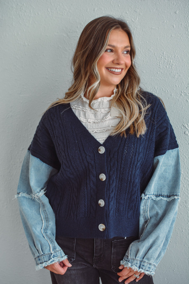 Navy Knit Cardigan