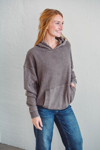 Espresso Waffle Knit Hoodie