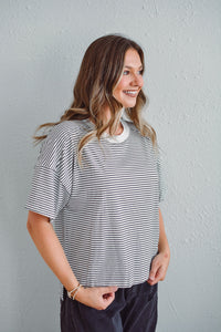 Drop Shoulder Striped Top