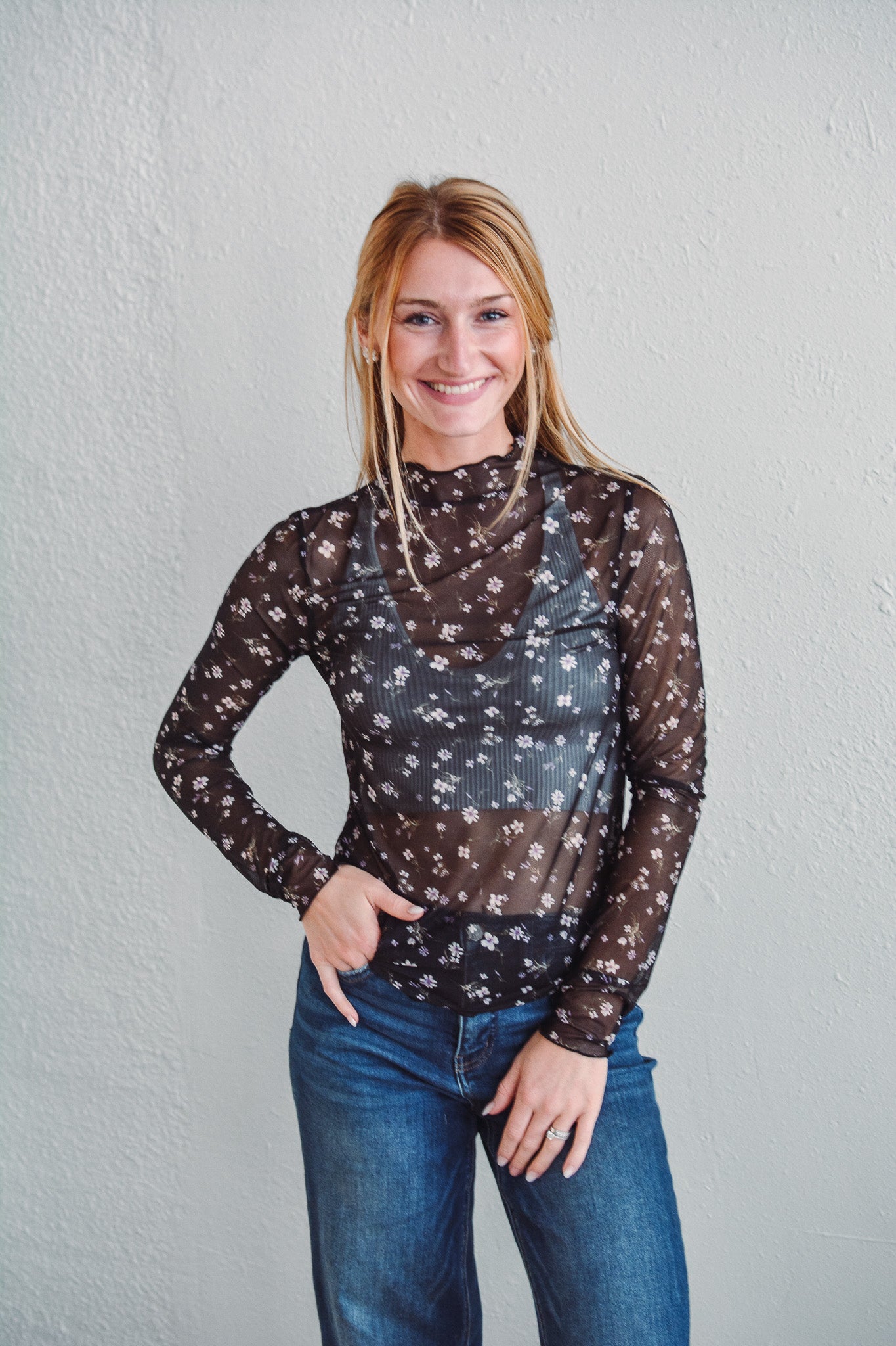 Floral Mesh Long Sleeve