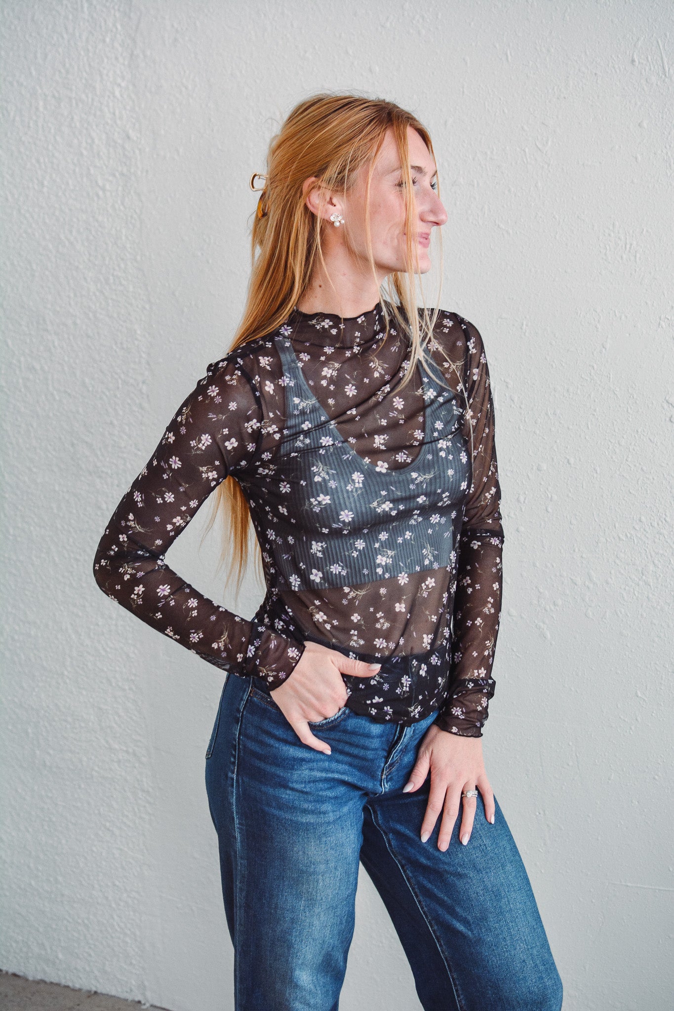 Floral Mesh Long Sleeve