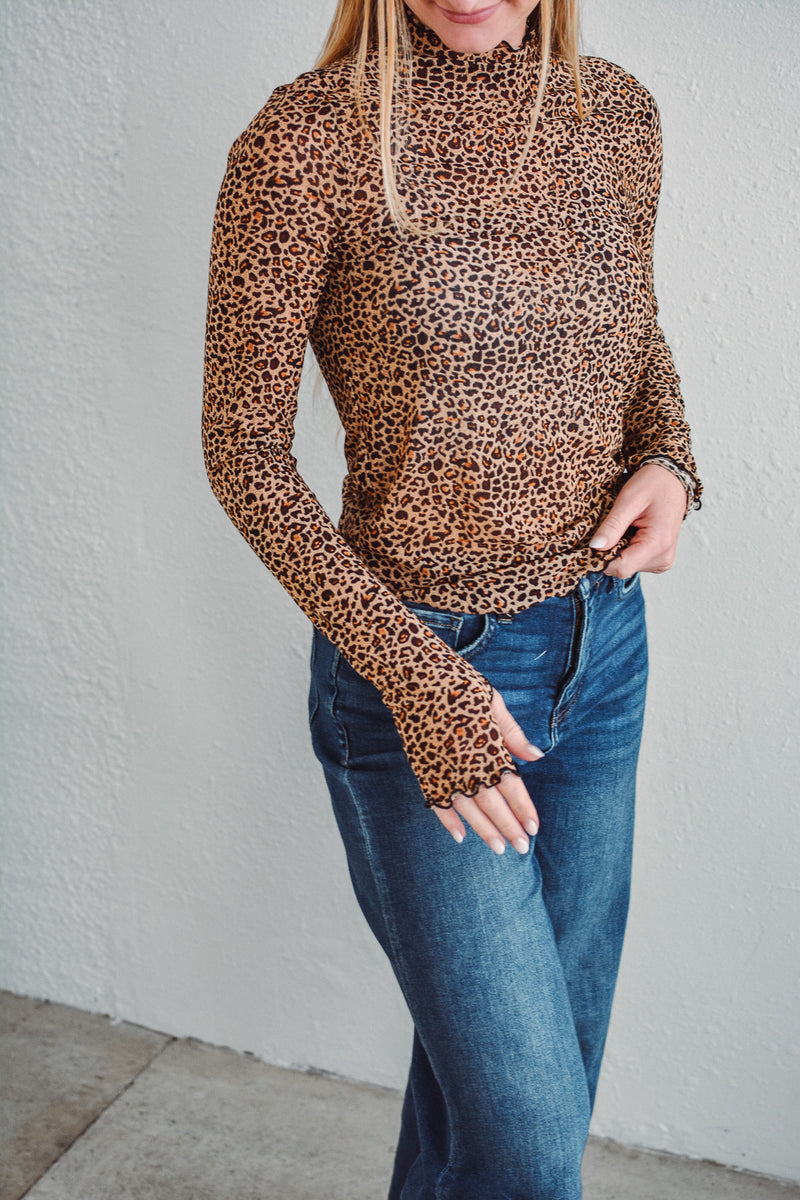Cheetah Mesh Top