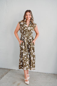 Filly Olive Floral Dress