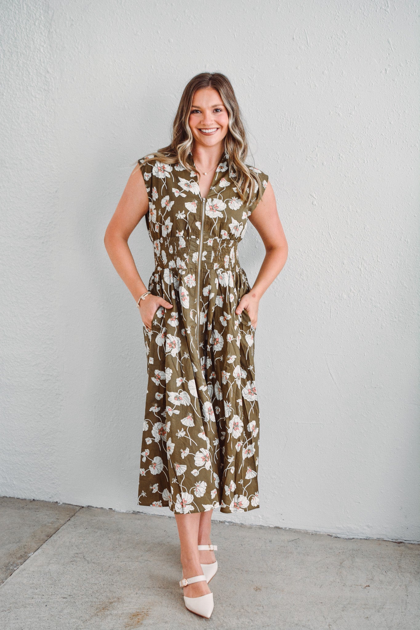 Filly Olive Floral Dress