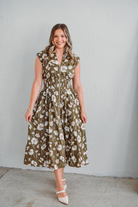Filly Olive Floral Dress
