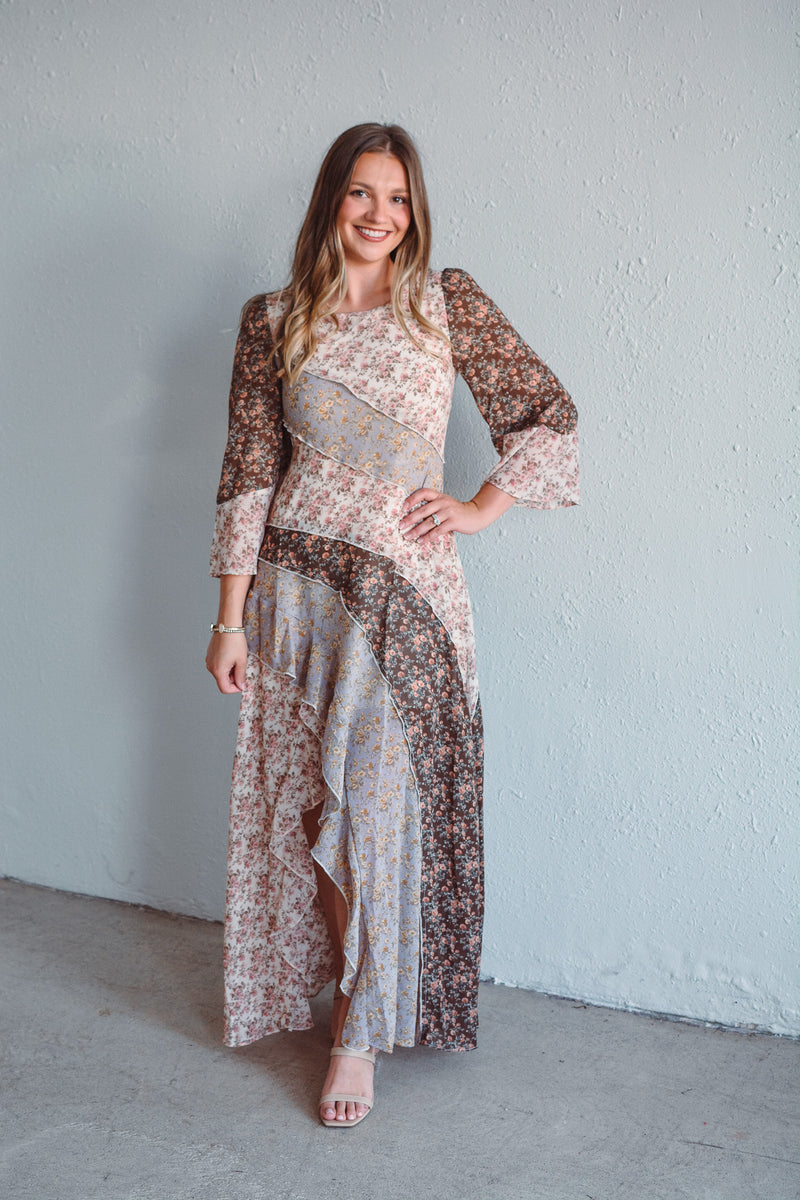 flora print chiffon maxi dress Chiffon Print Open Back Maxi Dress Naked Wardrobe