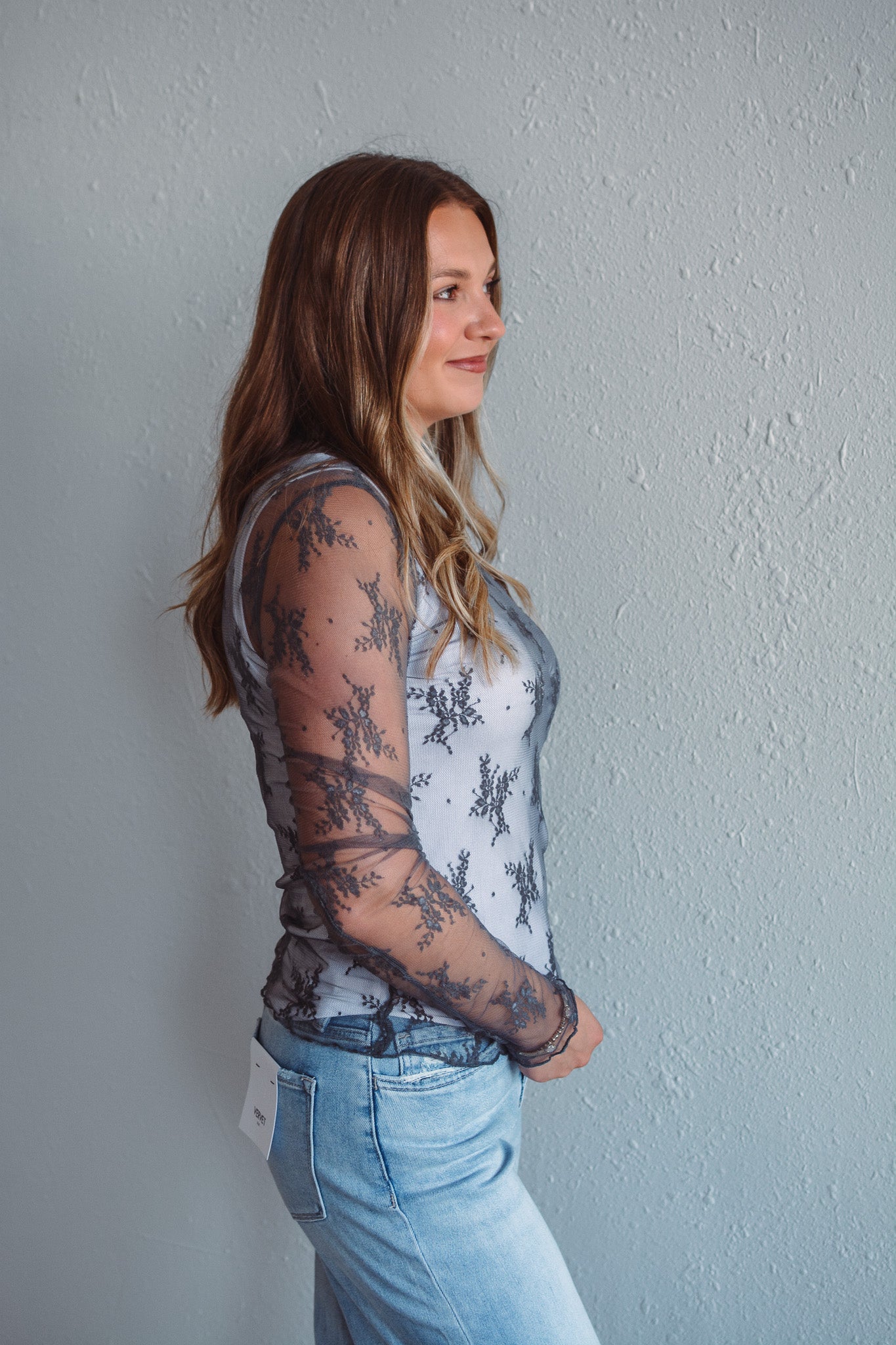 Luna Lace Grey Top
